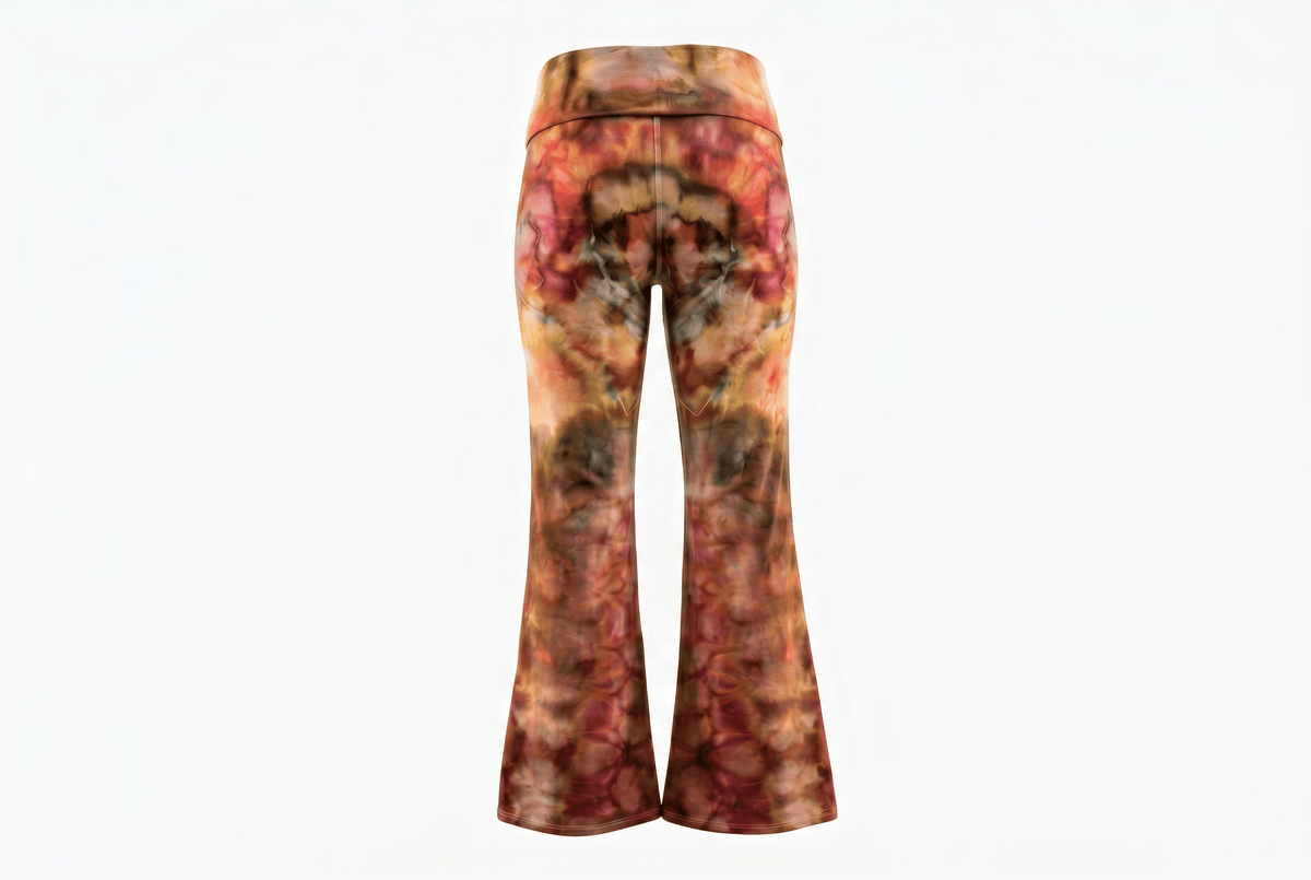 Large Rose Canyon Bell Yoga Pants — one-of-a-kind hand-dyed apparel by Bitter Buffalo Art, Breckenridge, Colorado.