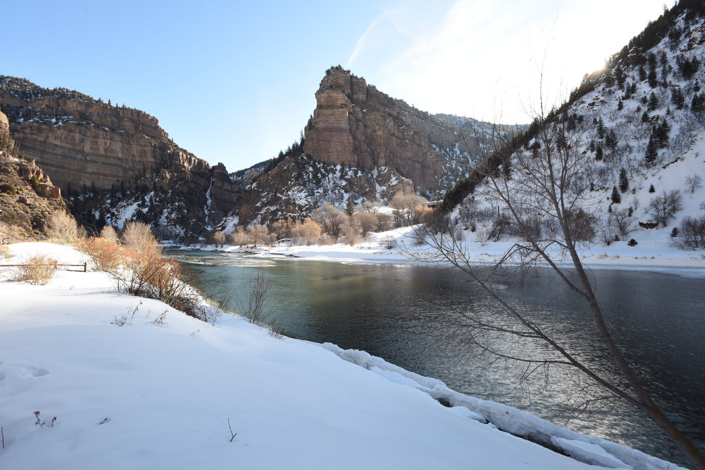 Sun on the Snow Above the River