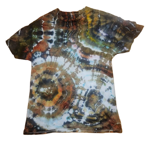 Large Canyon Ember Tie-Dye T-Shirt — one-of-a-kind hand-dyed apparel by Bitter Buffalo Art, Breckenridge, Colorado.