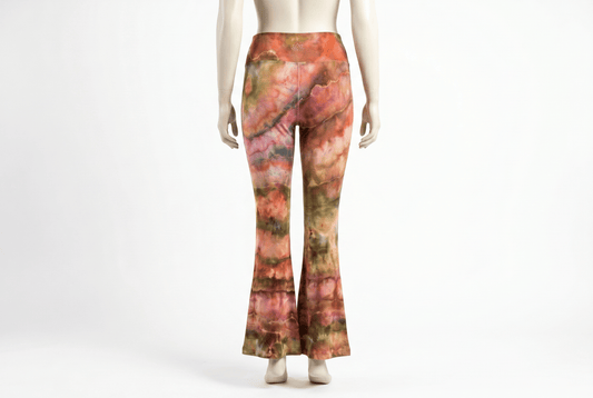 XL Canyon Ember Bell Yoga Pants — one-of-a-kind hand-dyed apparel by Bitter Buffalo Art, Breckenridge, Colorado.