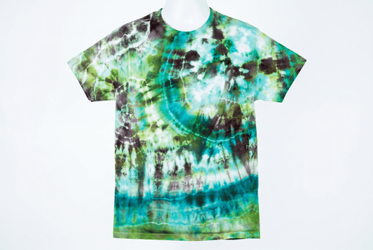 Small Enchanted Forest Ice-Dyed T-Shirt — one-of-a-kind hand-dyed apparel by Bitter Buffalo Art, Breckenridge, Colorado.