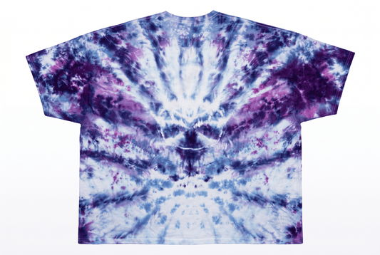 5XL Violet Horizon Tie-Dye T-Shirt — one-of-a-kind hand-dyed apparel by Bitter Buffalo Art, Breckenridge, Colorado.