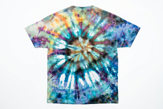 Large Arctic Bloom Tie-Dye T-Shirt — one-of-a-kind hand-dyed apparel by Bitter Buffalo Art, Breckenridge, Colorado.