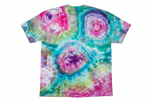 Large Cotton Candy Reef Tie-Dye T-Shirt — one-of-a-kind hand-dyed apparel by Bitter Buffalo Art, Breckenridge, Colorado.