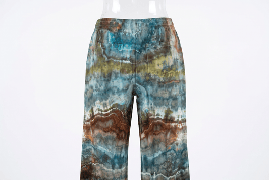 2xl Painted Canyon Cotton Crop Pants — one-of-a-kind hand-dyed apparel by Bitter Buffalo Art, Breckenridge, Colorado.
